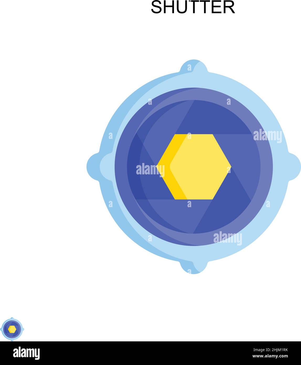 Icona vettore otturatore semplice. Modello di disegno del simbolo di illustrazione per l'elemento dell'interfaccia utente mobile Web. Illustrazione Vettoriale