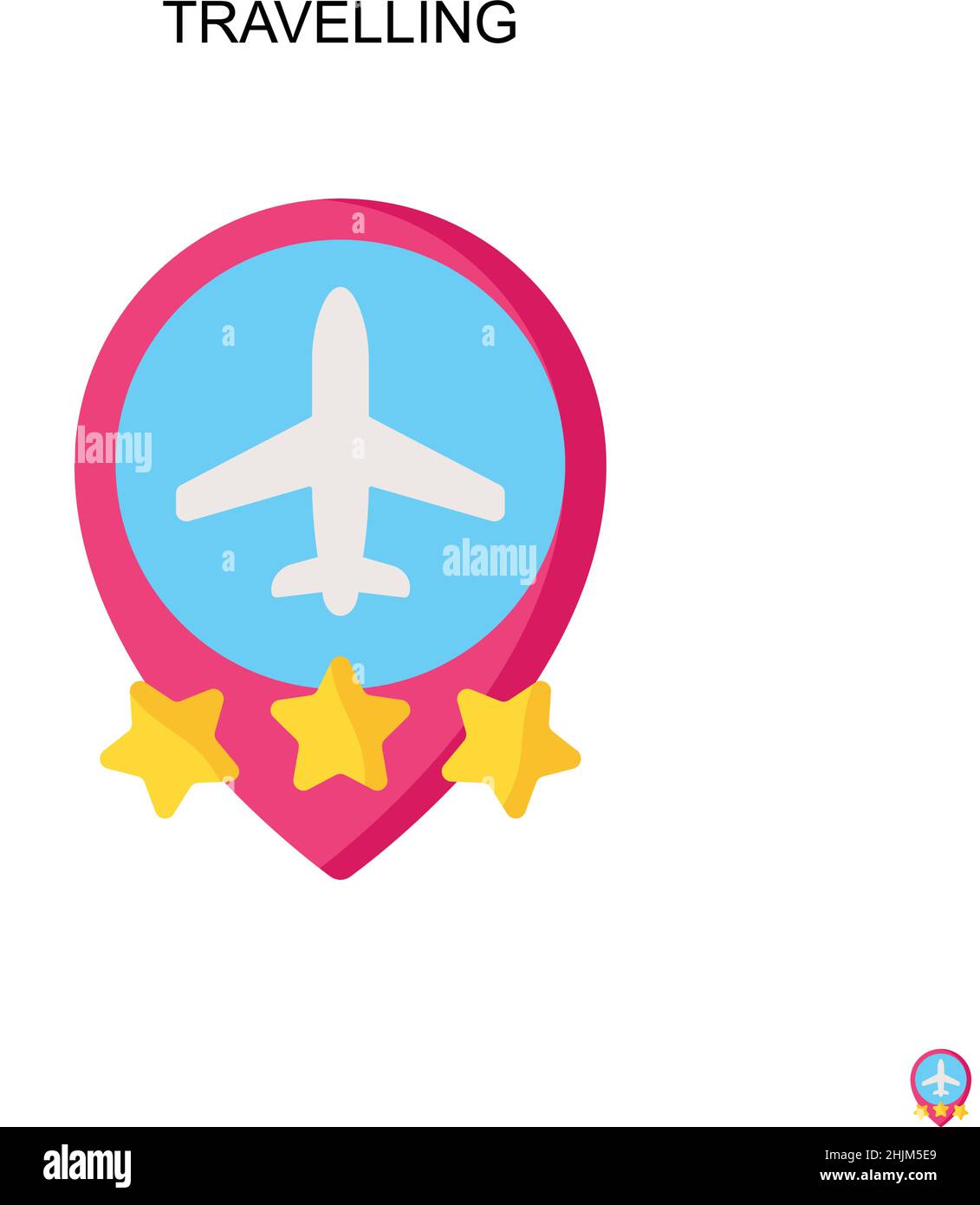 Icona vettore semplice in viaggio. Modello di disegno del simbolo di illustrazione per l'elemento dell'interfaccia utente mobile Web. Illustrazione Vettoriale