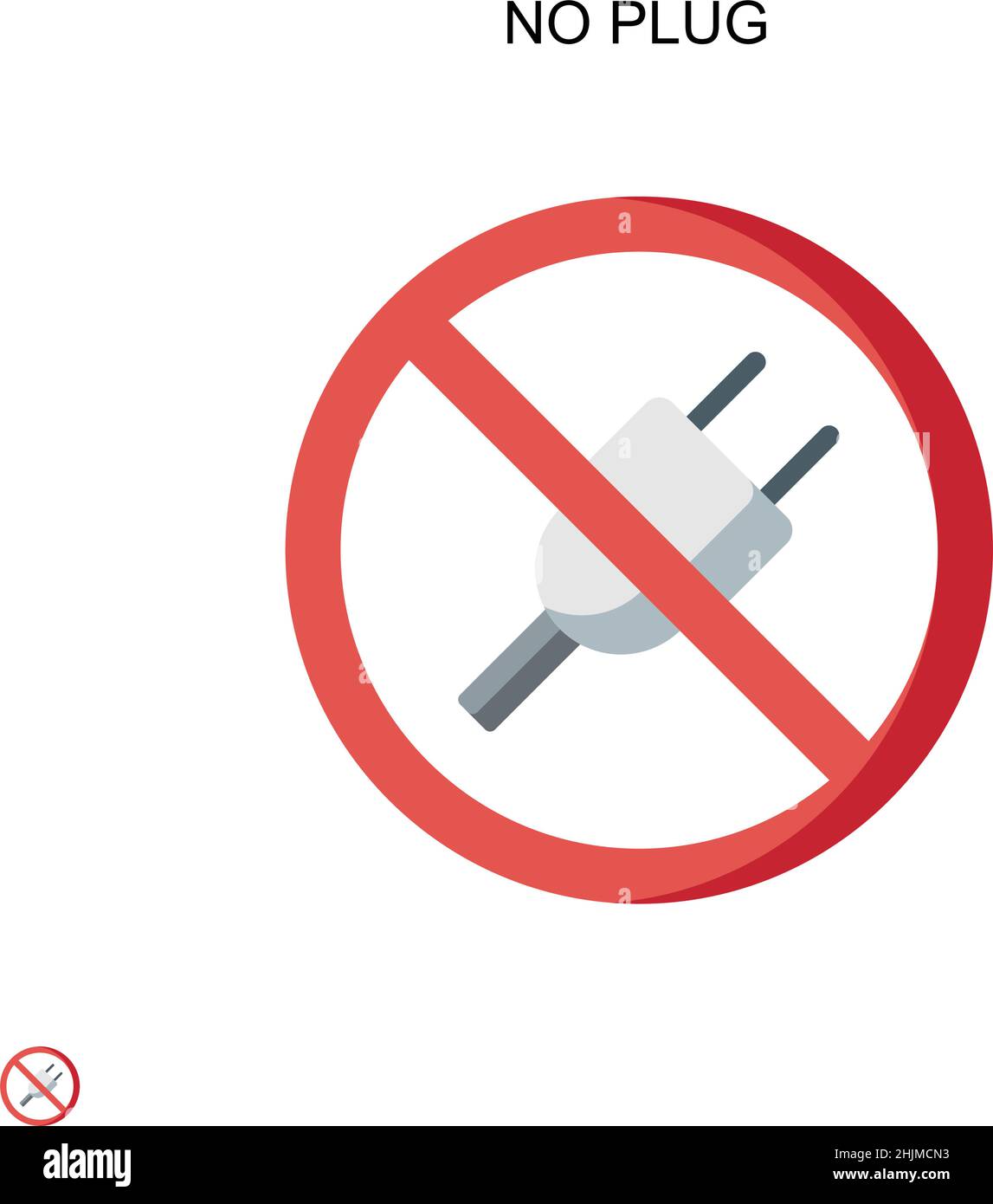 Nessuna icona vettore semplice plug. Modello di disegno del simbolo di illustrazione per l'elemento dell'interfaccia utente mobile Web. Illustrazione Vettoriale