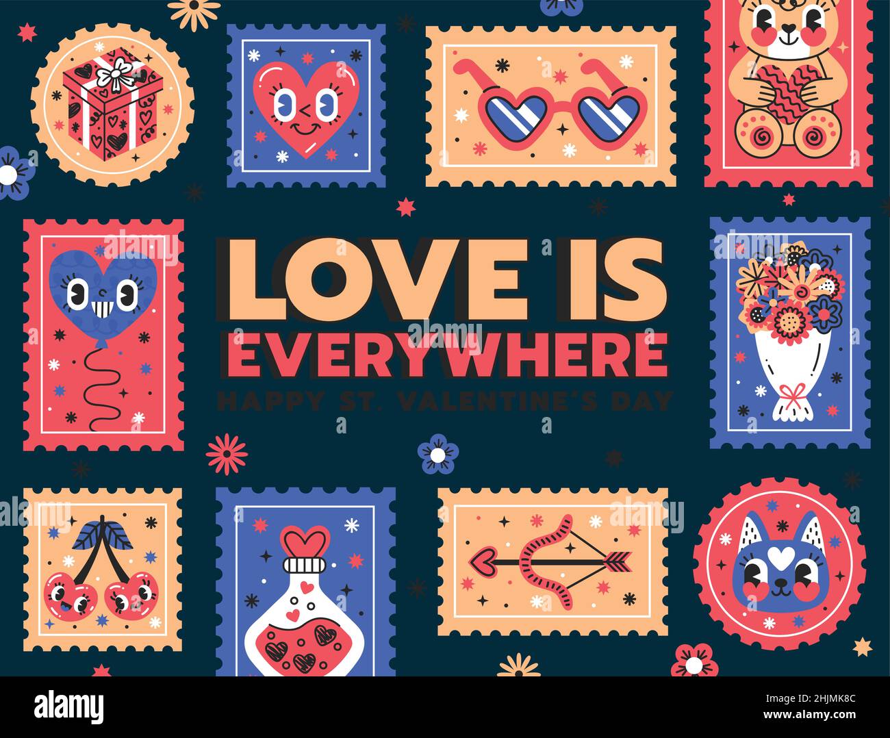 disegno a mano valentine day fotocall modello disegno vettoriale illustrazione vettoriale disegno vettoriale Illustrazione Vettoriale