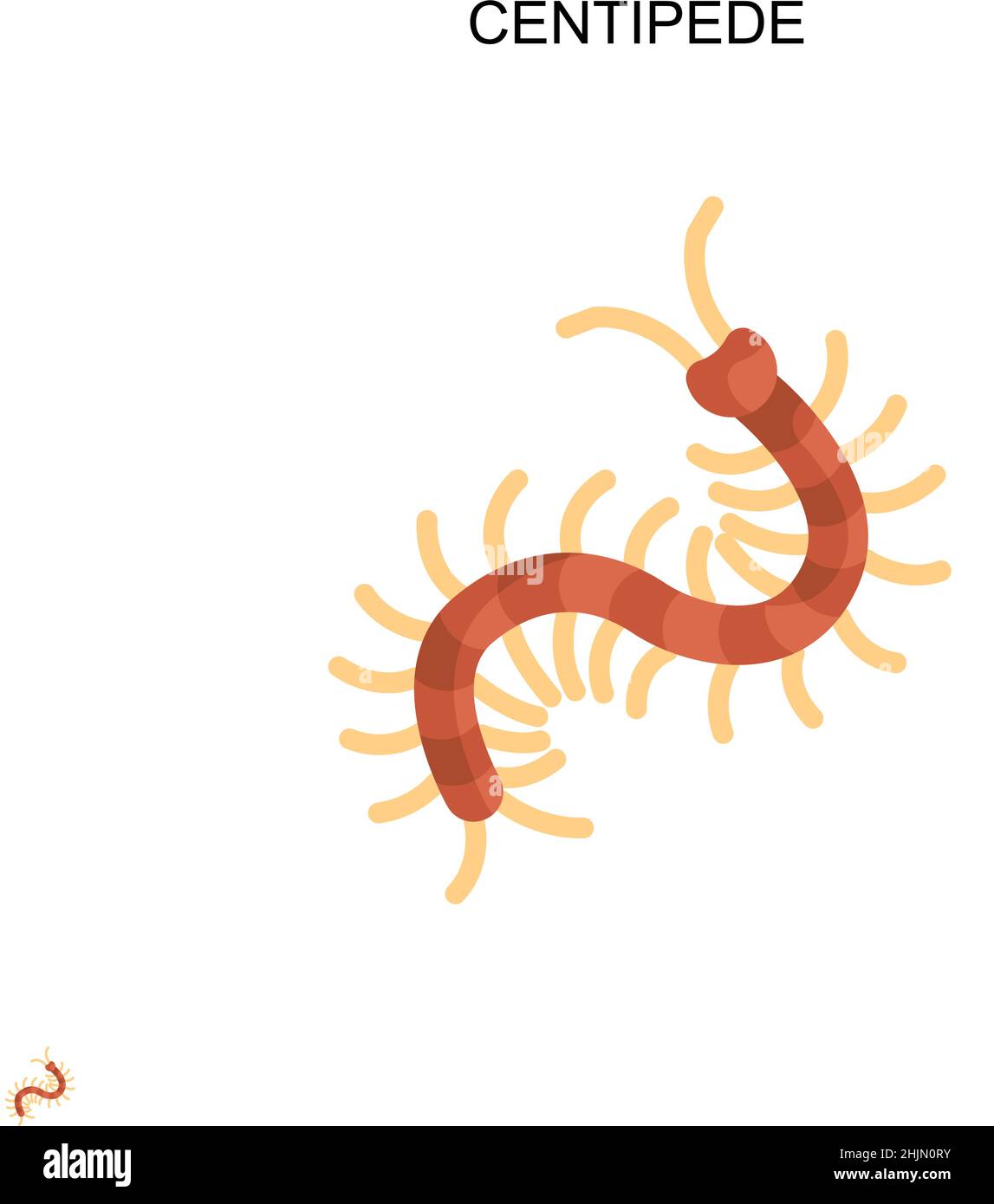 Icona vettoriale semplice Centipede. Modello di disegno del simbolo di illustrazione per l'elemento dell'interfaccia utente mobile Web. Illustrazione Vettoriale