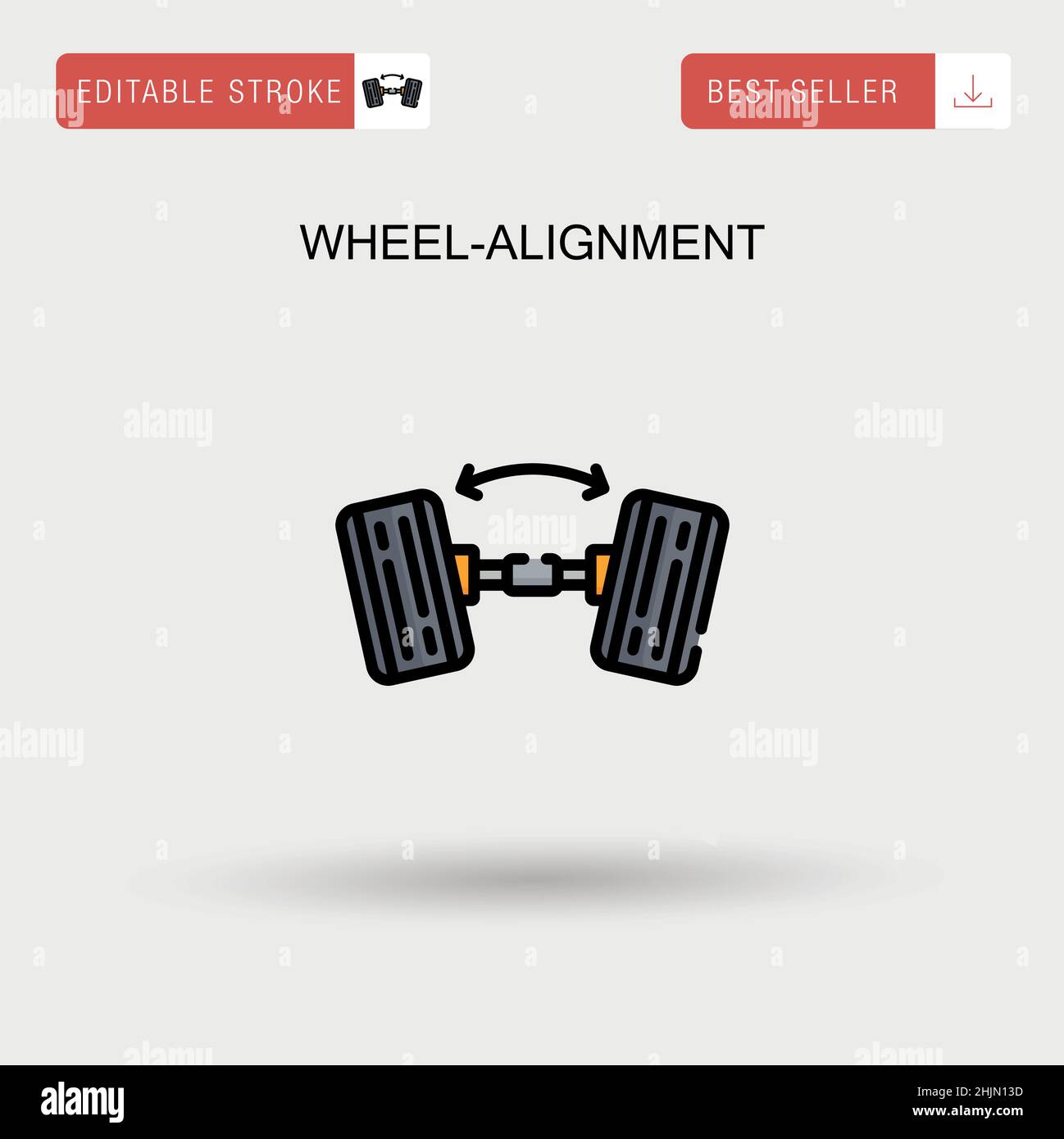 Icona vettoriale semplice per l'allineamento delle ruote. Illustrazione Vettoriale