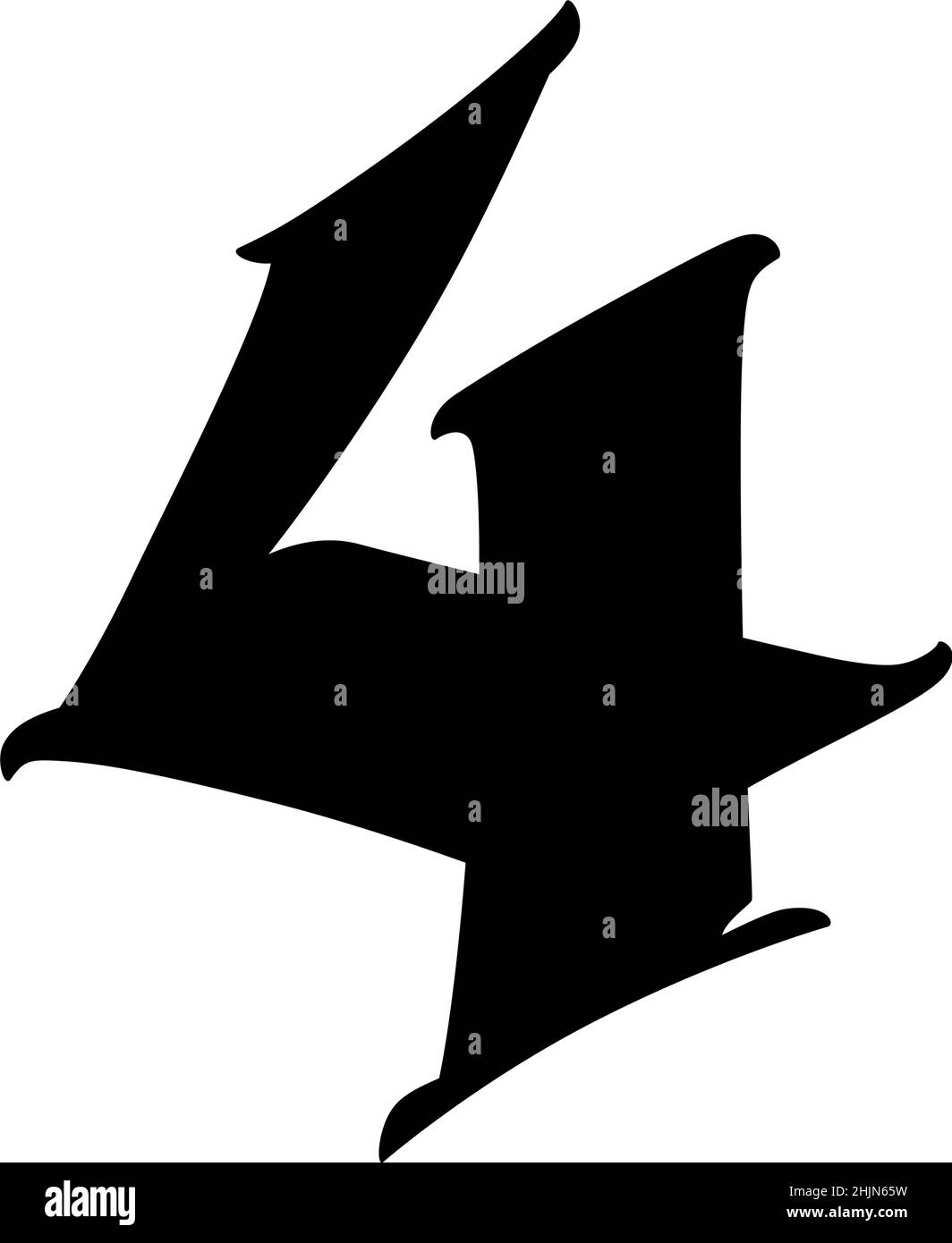 I numeri sono in stile gotico. Vettore. Simboli isolati su sfondo bianco. La calligrafia e scritte. Figure medioevali. Singoli simboli. El Illustrazione Vettoriale