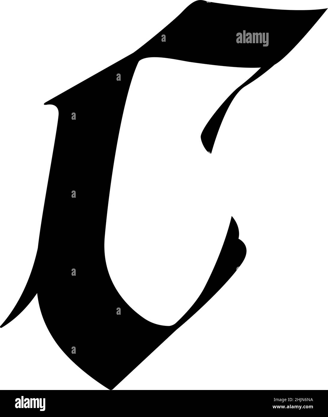 Medieval Lettering C La lettera c in stile gotico. Vettore. Vecchio alfabeto. Il simbolo è ...