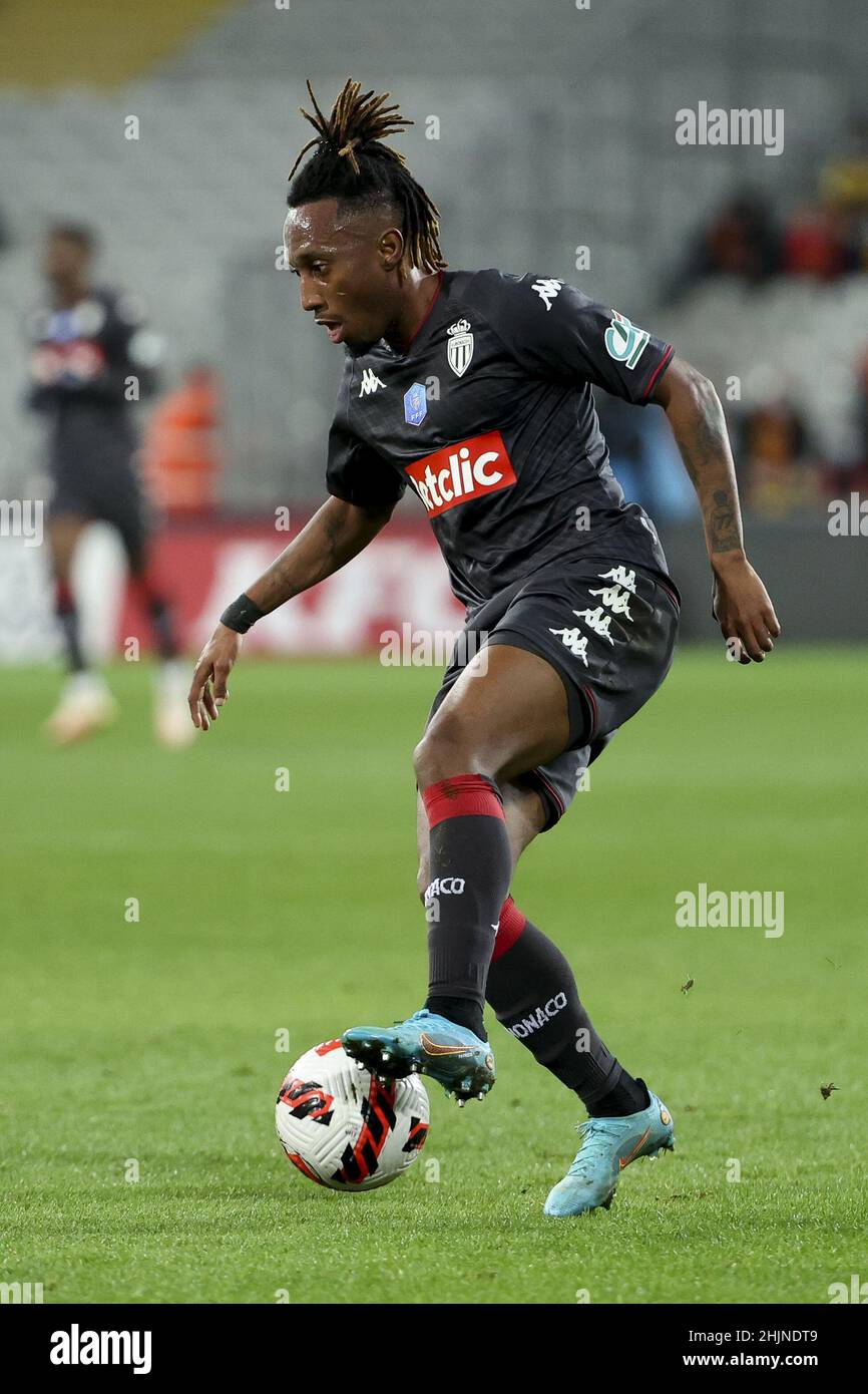 Gelson Martins di Monaco durante la Coppa di Francia, round della partita di calcio 16 tra RC Lens e AS Monaco il 30 gennaio 2022 allo Stade Bollaert-Delelis di Lens, Francia - Foto: Jean Catuffe/DPPI/LiveMedia Foto Stock