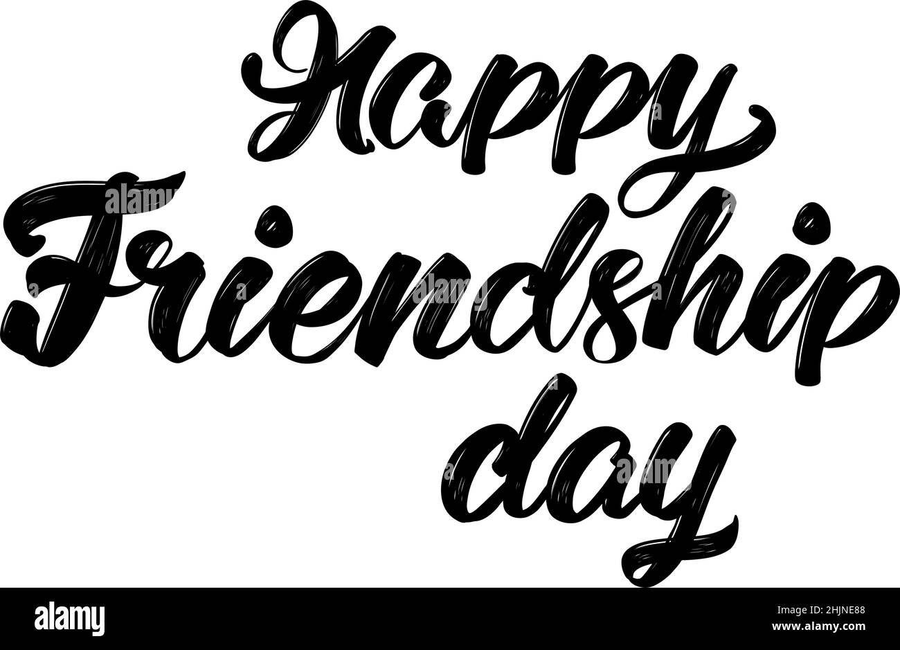 felice giorno di amicizia testo su sfondo bianco. giorno di amicizia, biglietto di auguri disegno vettoriale disegno a mano disegno illustrazione schizzo. Scritta Calligraphy. Illustrazione Vettoriale