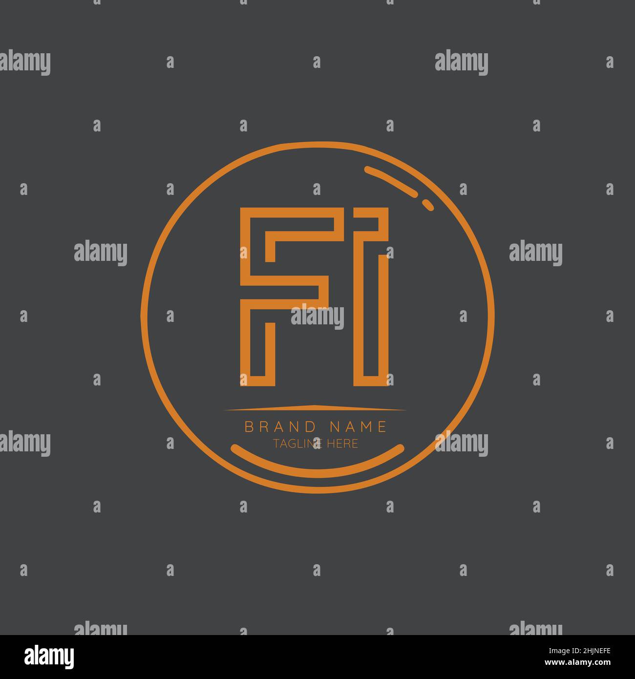 Elementi di design del logo Creative Fi Initial Letter. Moderno modello di design vettoriale con logo minimalista per le lettere aziendali. Illustrazione Vettoriale