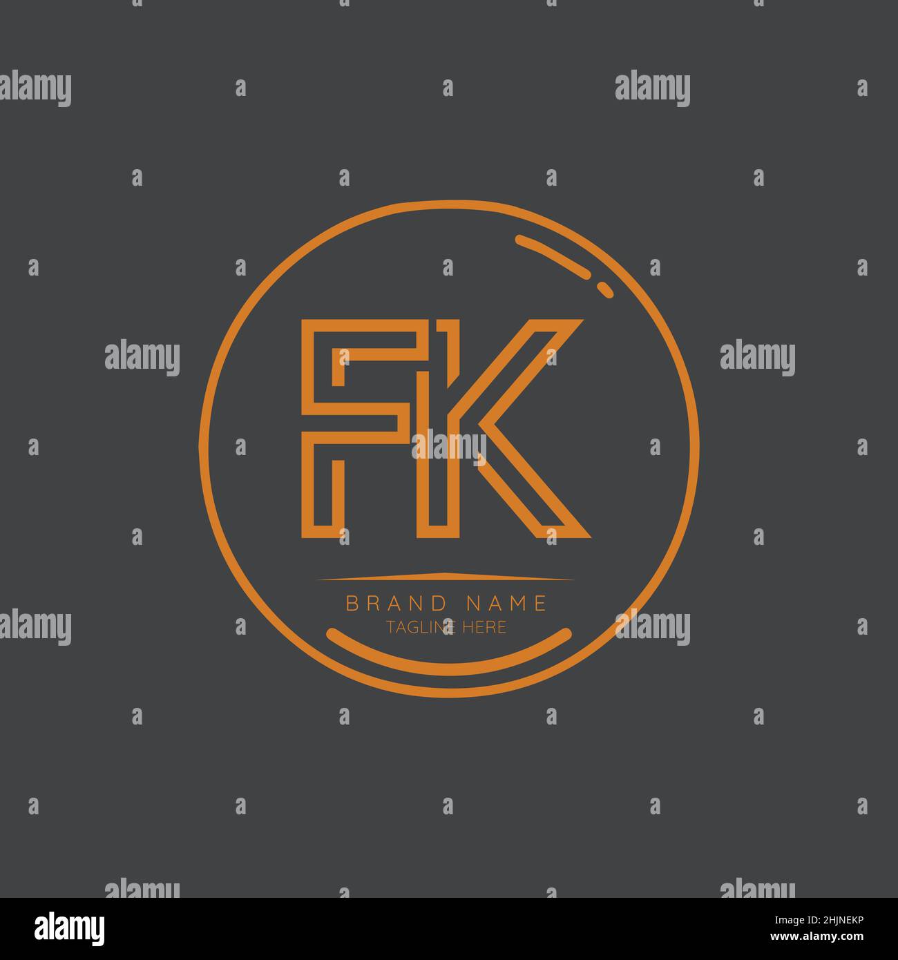 Elementi di design del logo Creative FK Initial Letter. Moderno modello di design vettoriale con logo minimalista per le lettere aziendali. Illustrazione Vettoriale