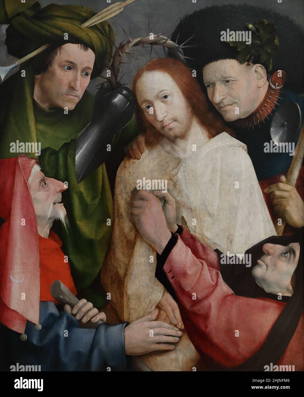 Cristo scherzò (il coronamento con spine) dal pittore olandese Heronymus Bosch alla National Gallery di Londra, Regno Unito Foto Stock
