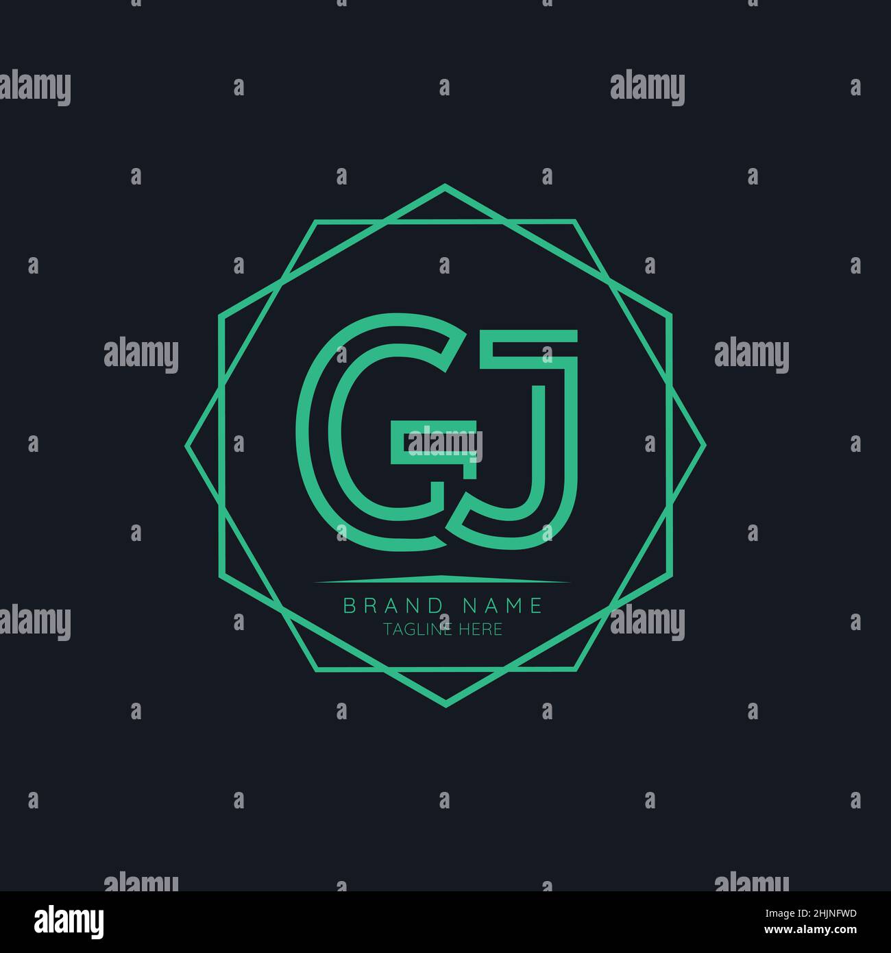 Elementi di design del logo Creative GJ Initial Letter. Moderno modello di design vettoriale con logo minimalista per le lettere aziendali. Illustrazione Vettoriale