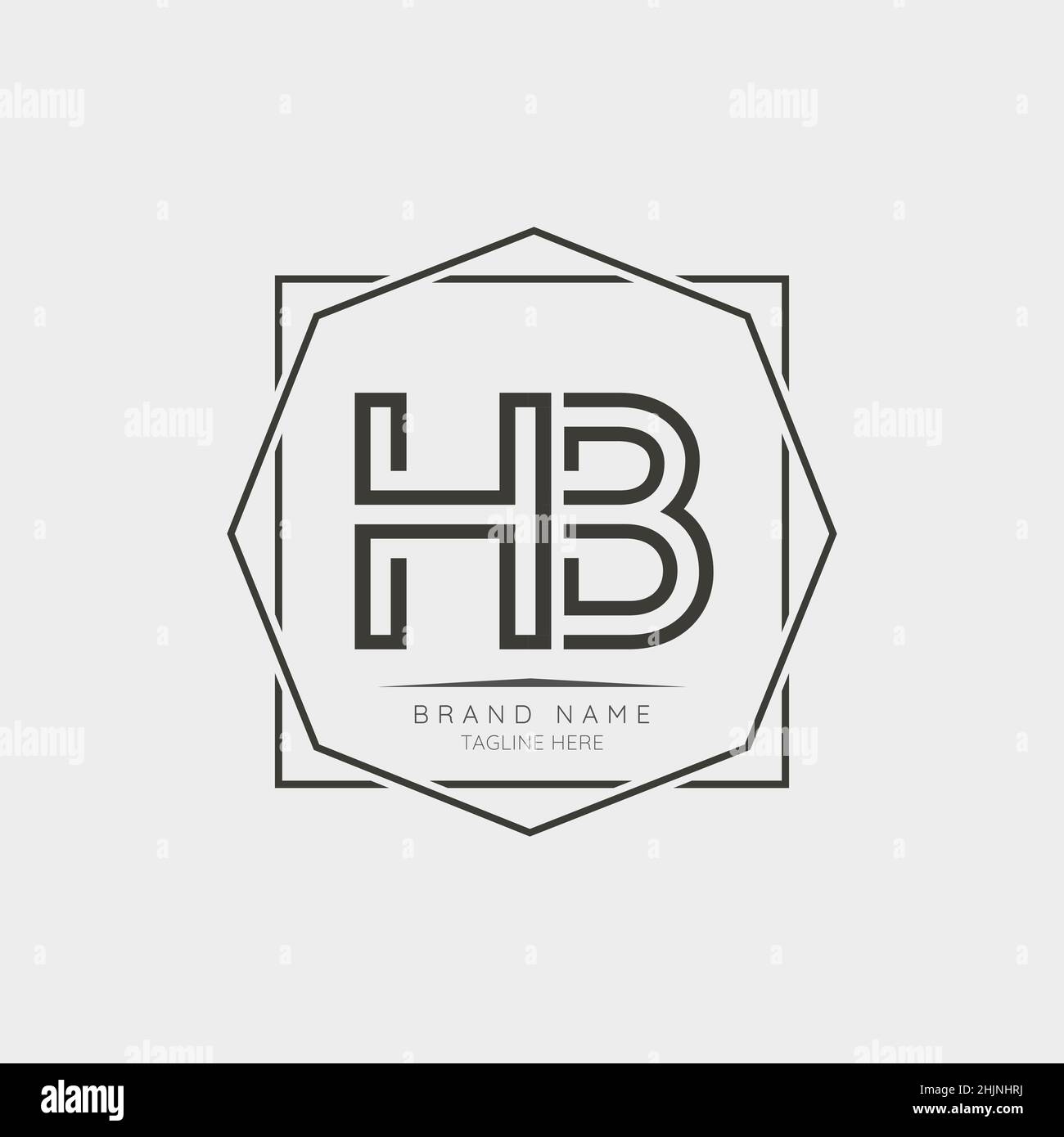 Elementi di design creativi per il logo HB iniziale. Moderno modello di design vettoriale con logo minimalista per le lettere aziendali. Illustrazione Vettoriale