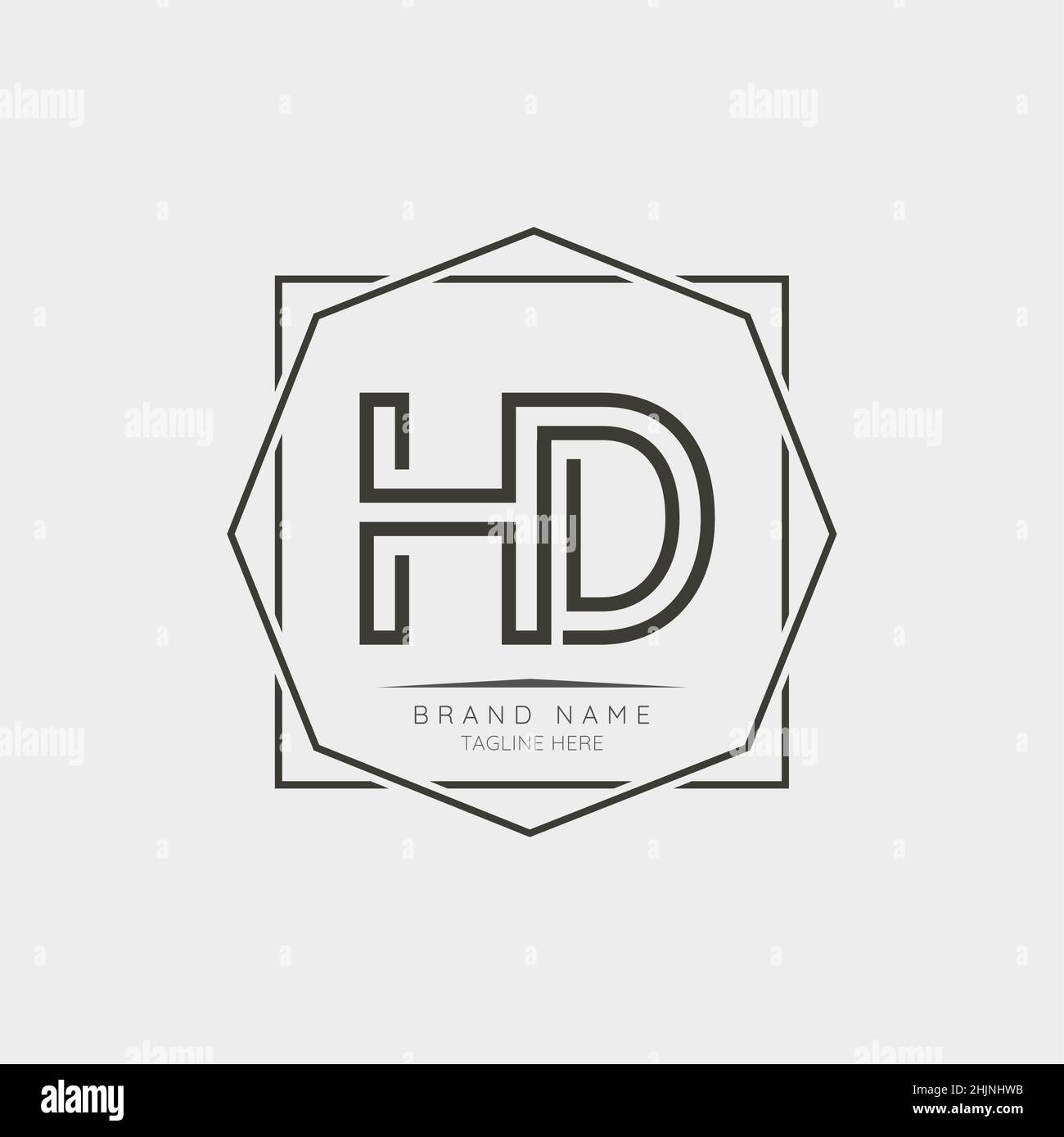 Elementi di design del logo Creative HD Initial Letter. Moderno modello di design vettoriale con logo minimalista per le lettere aziendali. Illustrazione Vettoriale
