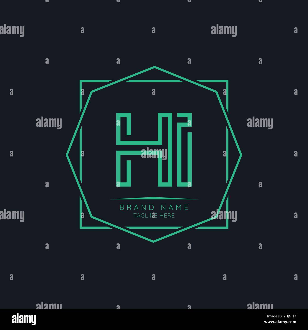 Elementi di design del logo Creative HI Initial Letter. Moderno modello di design vettoriale con logo minimalista per le lettere aziendali. Illustrazione Vettoriale