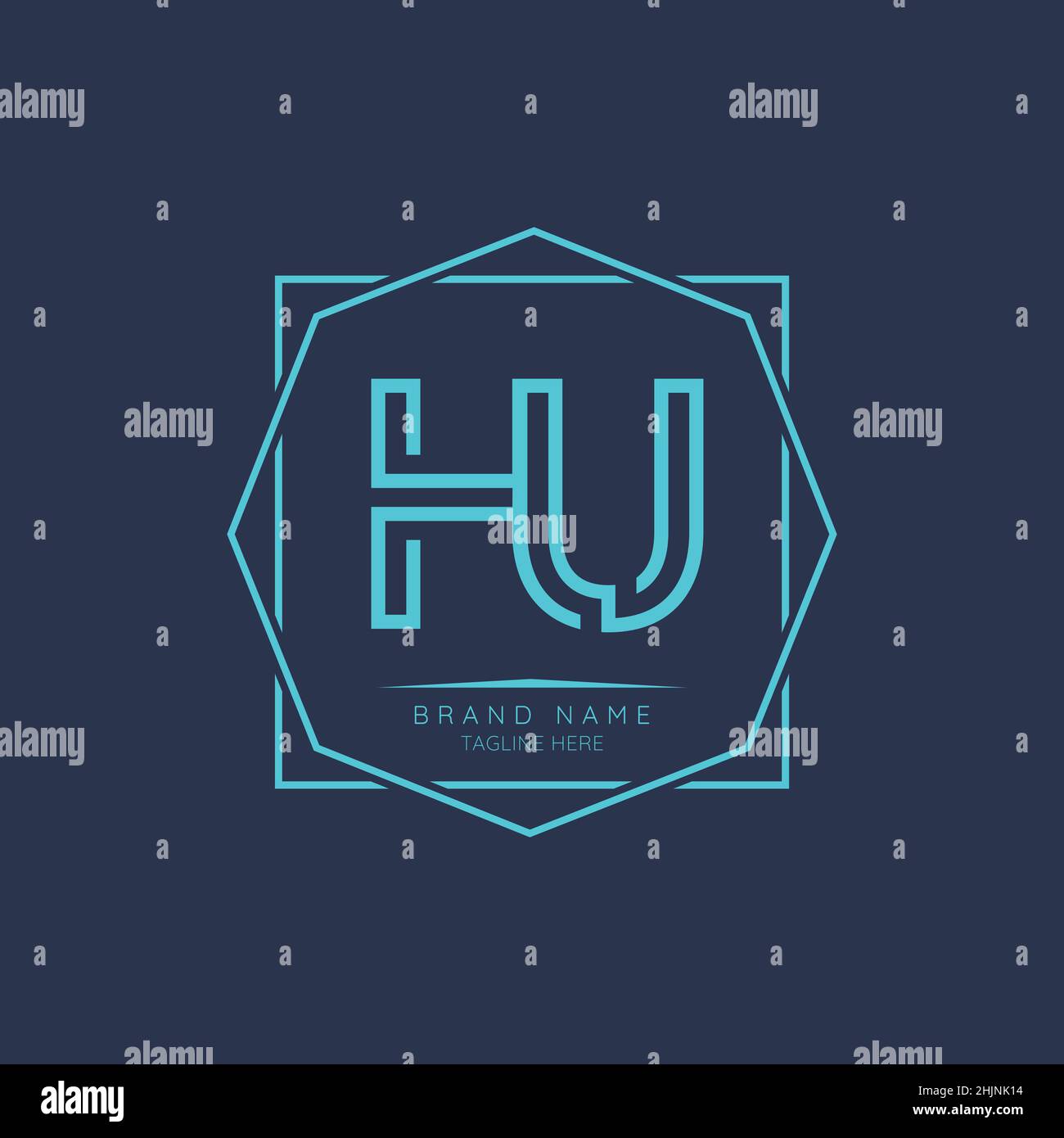Elementi di design del logo Creative HU Initial Letter. Moderno modello di design vettoriale con logo minimalista per le lettere aziendali. Illustrazione Vettoriale