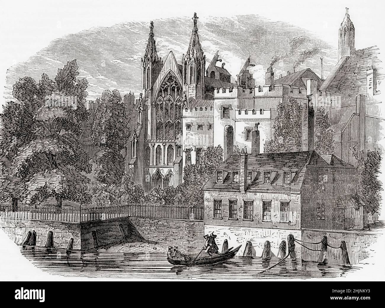 River front della vecchia Casa dei pari (House of Lords), Londra, Inghilterra. Dalla storia illustrata dell'Inghilterra di Cassell, pubblicato c.1890. Foto Stock