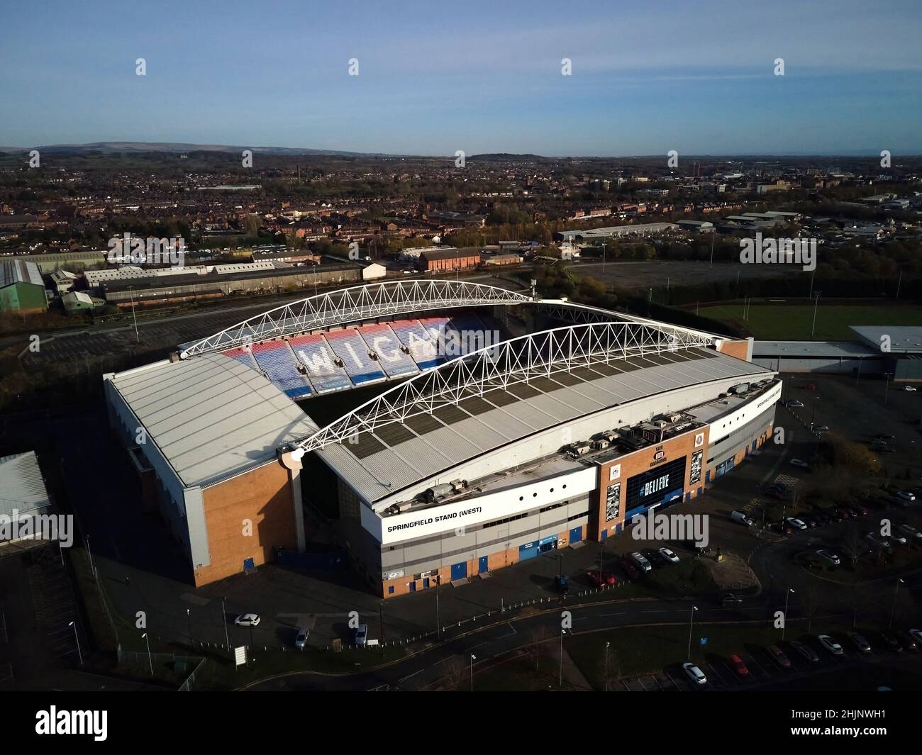 DW Stadium, Wigan, Regno Unito Foto Stock