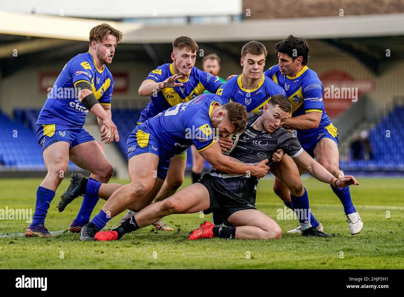 Wimbledon, Regno Unito. 19th Jan 2022. Partite durante la partita del campionato Betfred tra London Broncos e Widnes Vikings al Cherry Red Records Stadium, Plow Lane, Wimbledon, Inghilterra, il 30 gennaio 2022. Foto di David Horn. Credit: Prime Media Images/Alamy Live News Foto Stock