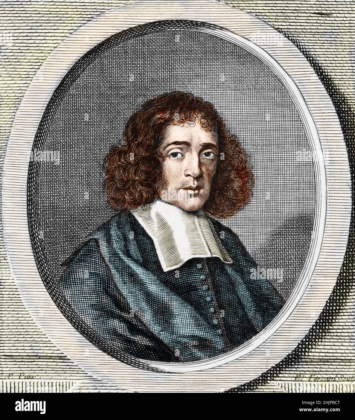 Portrait du philosophe neerlandais Baruch Spinoza (1632-1677) - gravure 19eme siecle Collection privee Foto Stock