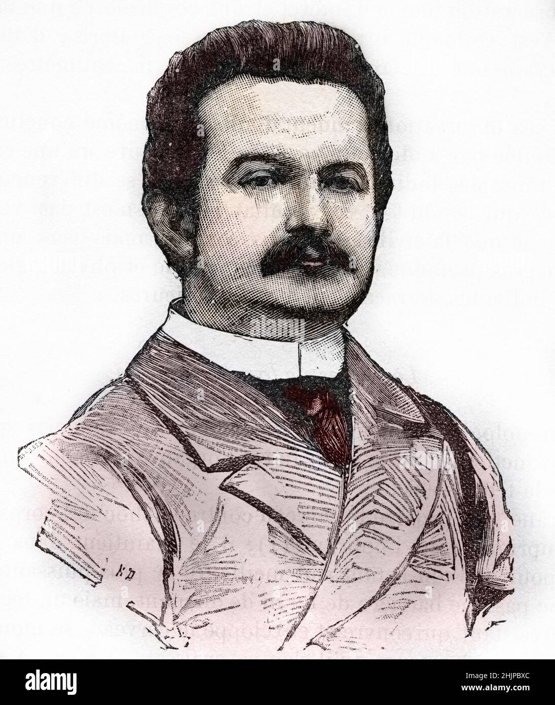 Portrait du calculateur prodige italien Giacomo (Iacopo) Inaudi (1867-1950) (Ritratto della prodigia calcolatrice italiana Jacques Inaudi) gravure tiree de 'Mystere-des-sciences-occultes' 19eme siecle Collection privee Foto Stock