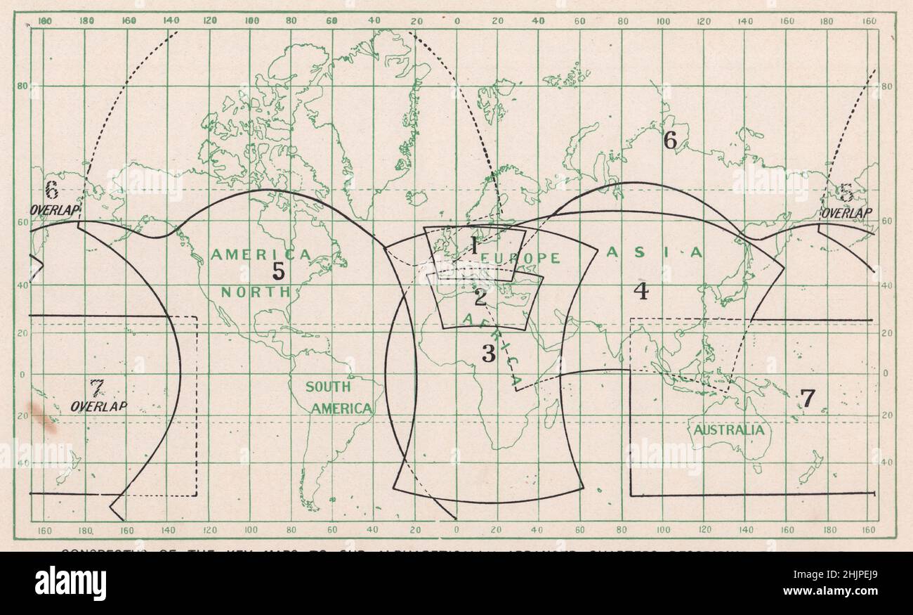 Prospetto delle mappe chiave ai nostri capitoli ordinati alfabeticamente che descrivono il mondo (1923) Foto Stock