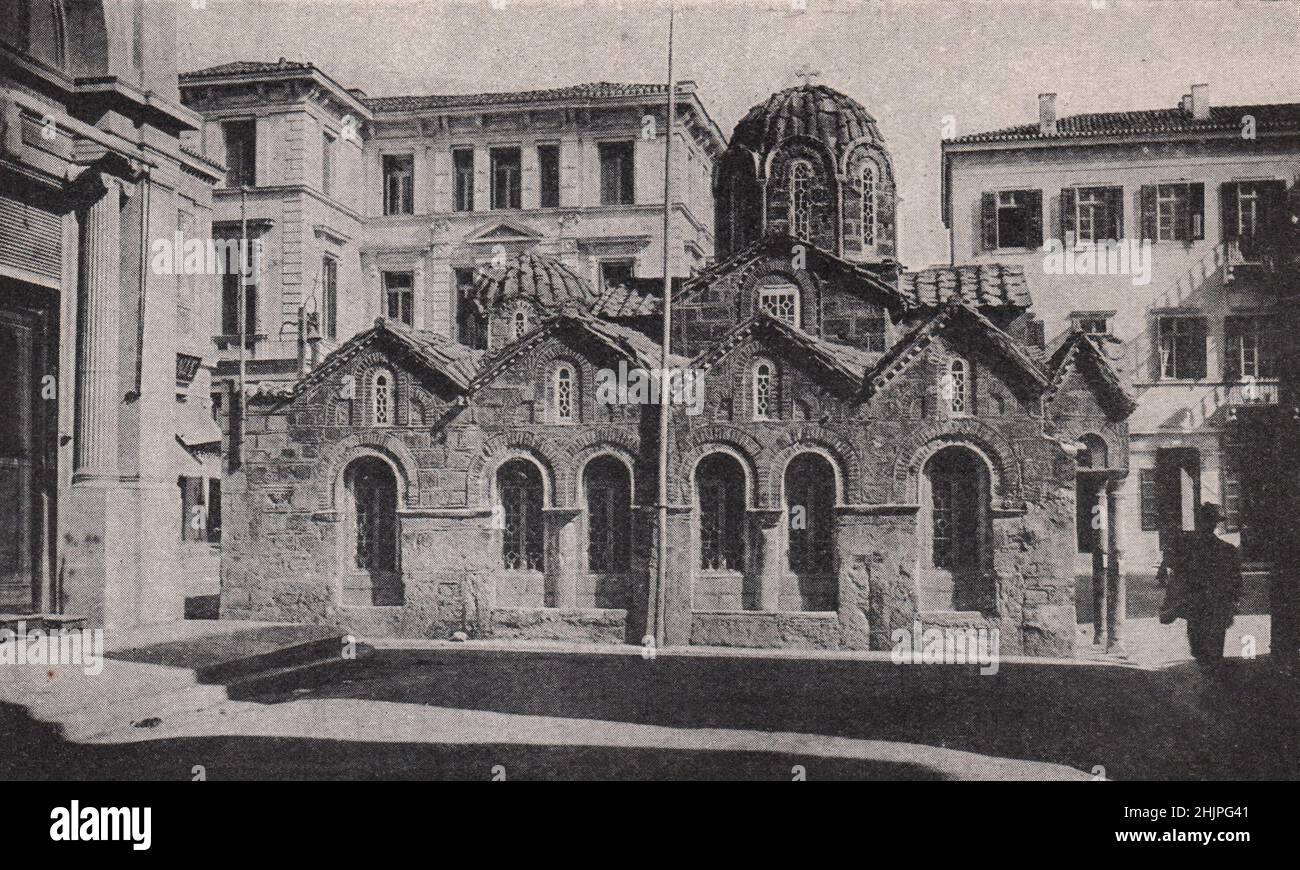 Antico Bisanzio nell'Atene moderna: La Chiesa di Kapnikarea. Grecia (1923) Foto Stock