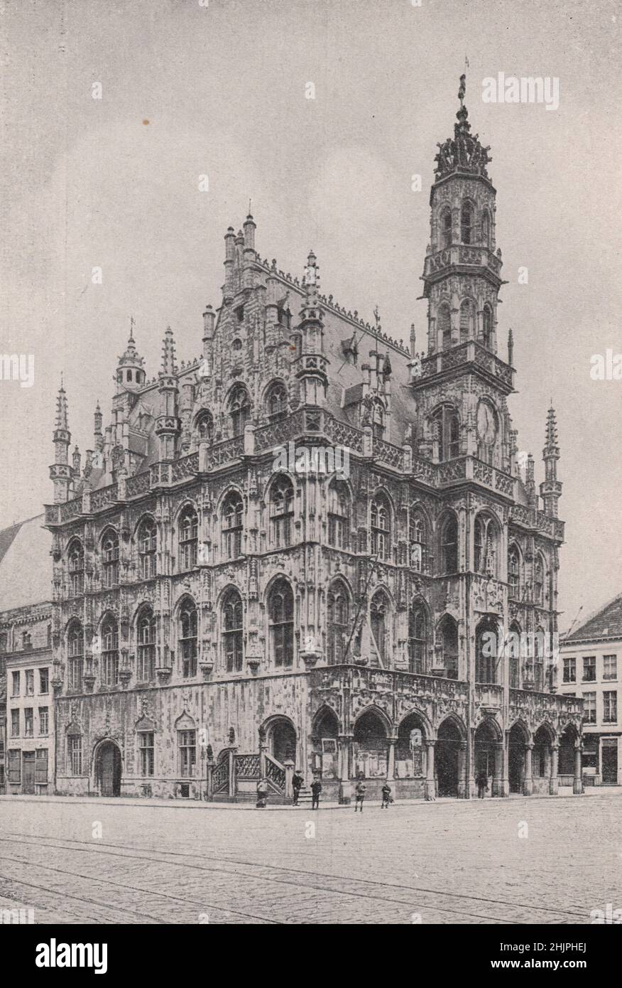 Hotel de ville del XVI secolo a Oudenarde. Belgio (1923) Foto Stock