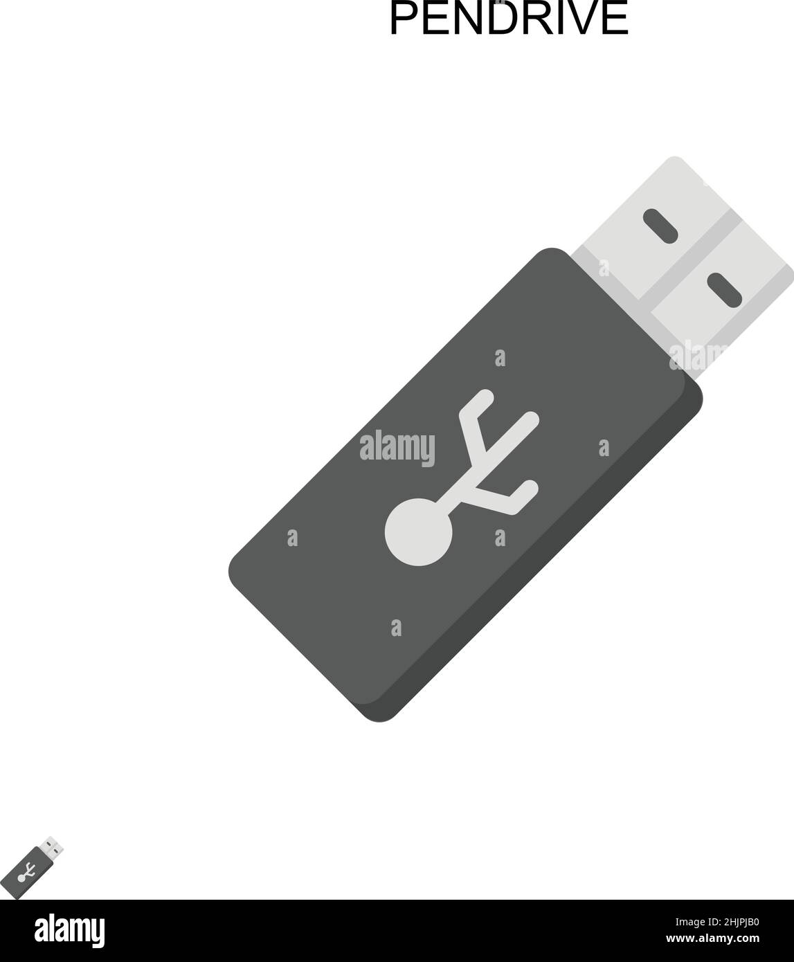 Icona vettore semplice Pendrive. Modello di disegno del simbolo di illustrazione per l'elemento dell'interfaccia utente mobile Web. Illustrazione Vettoriale