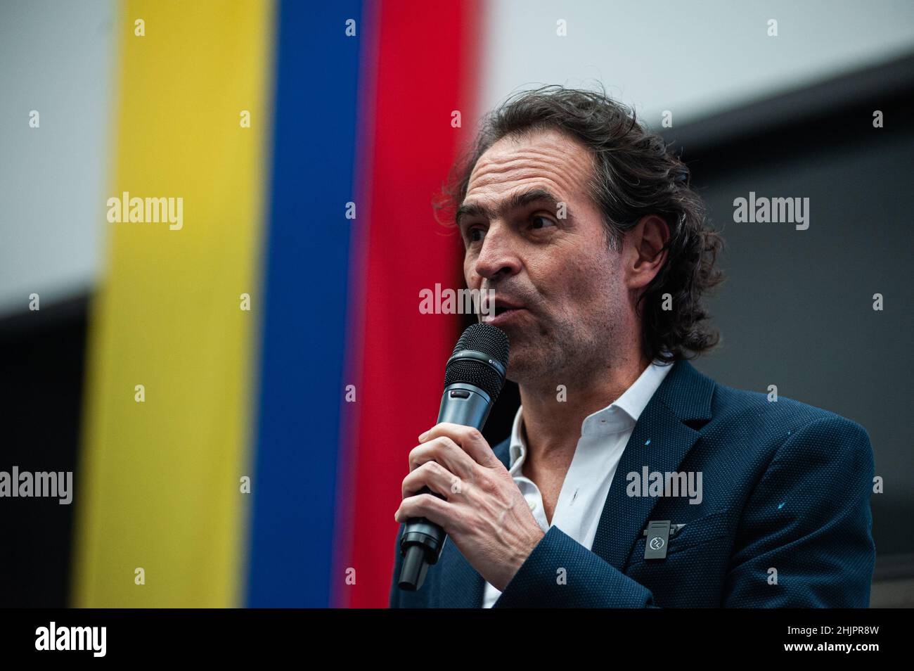 Pre-candidato presidenziale Federico Gutierrez del partito politico 'Crecemos Colombia' durante la pre-candidatura officializzazione dei membri di Th Foto Stock