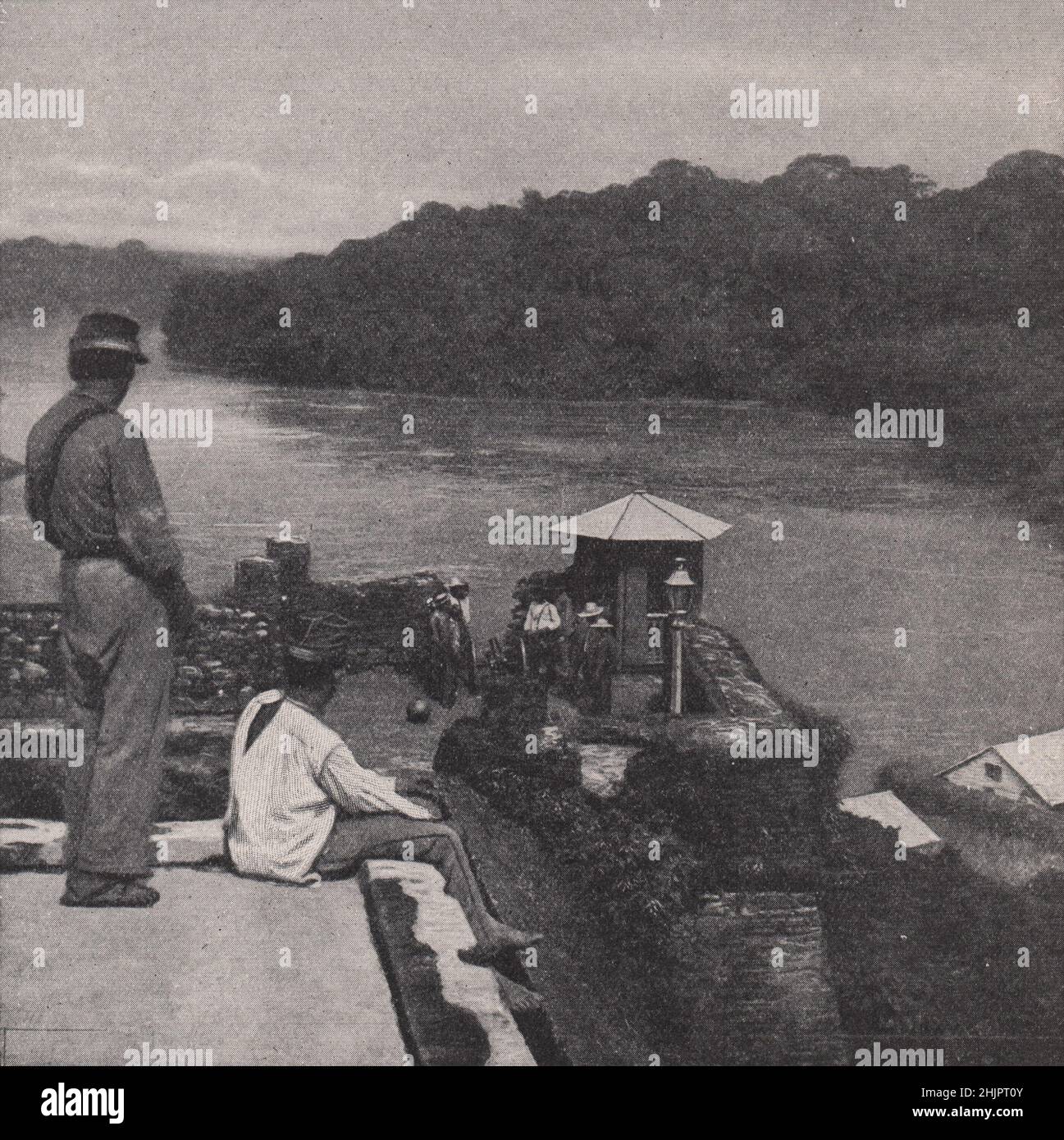 Forte nicaraguense presso il fiume di frontiera di San Juan. America Centrale (1923) Foto Stock