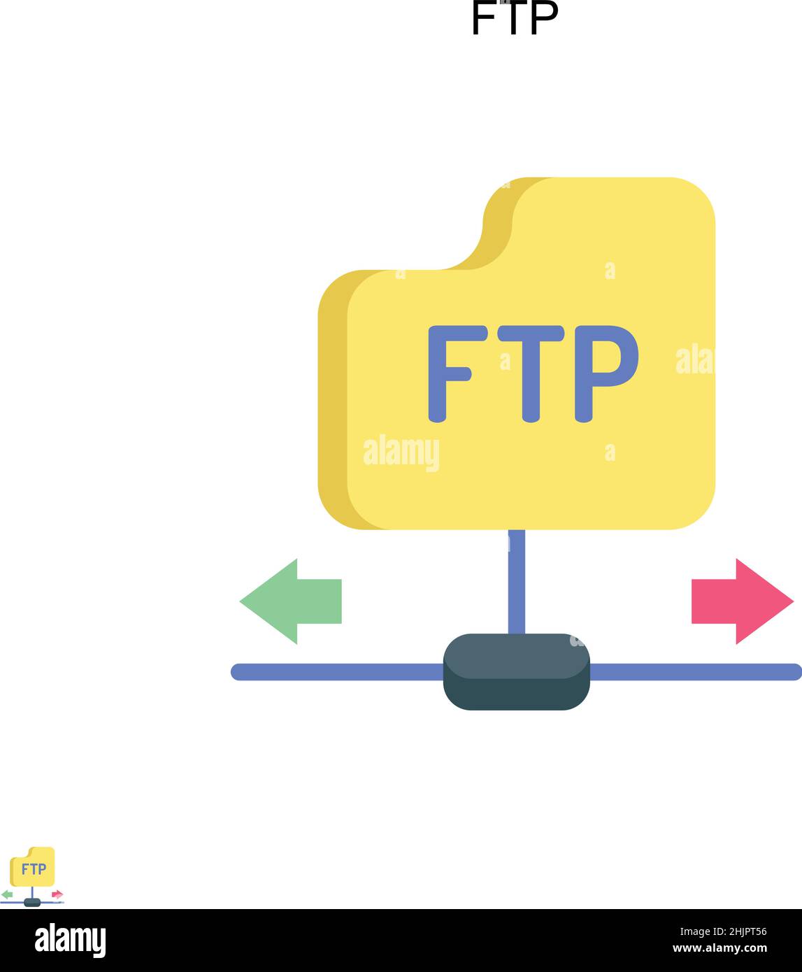Icona vettore semplice FTP. Modello di disegno del simbolo di illustrazione per l'elemento dell'interfaccia utente mobile Web. Illustrazione Vettoriale