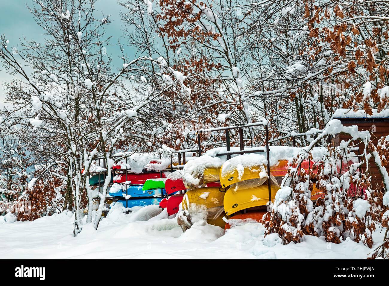 Presso il centro di attività 'Tavropos', il lago Plastiras, Karditsa, Tessaglia, Grecia. Foto Stock