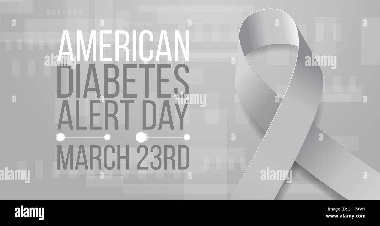 Concetto americano di giorno di allerta del diabete. Modello di banner con nastro grigio e testo. Illustrazione vettoriale Illustrazione Vettoriale