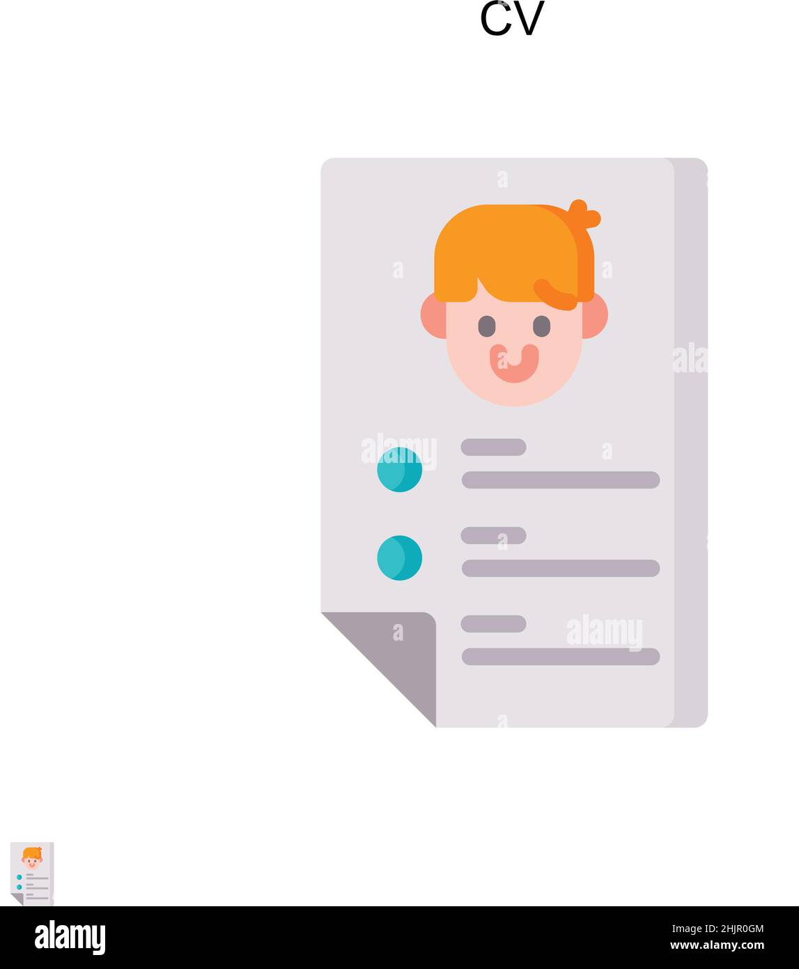 Icona vettore semplice CV. Modello di disegno del simbolo di illustrazione per l'elemento dell'interfaccia utente mobile Web. Illustrazione Vettoriale