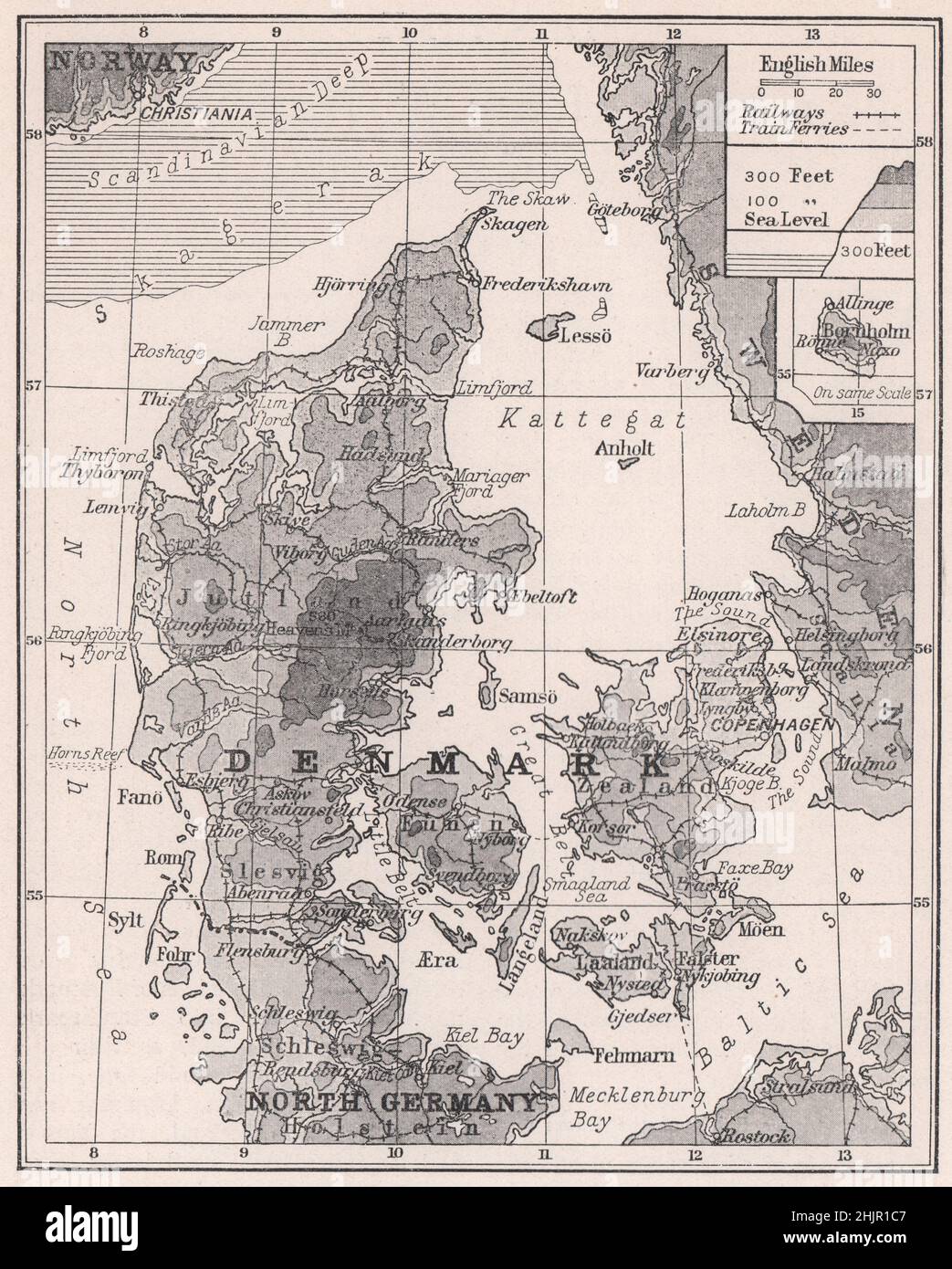 Isole e terraferma della Danimarca agricola (mappa 1923) Foto Stock