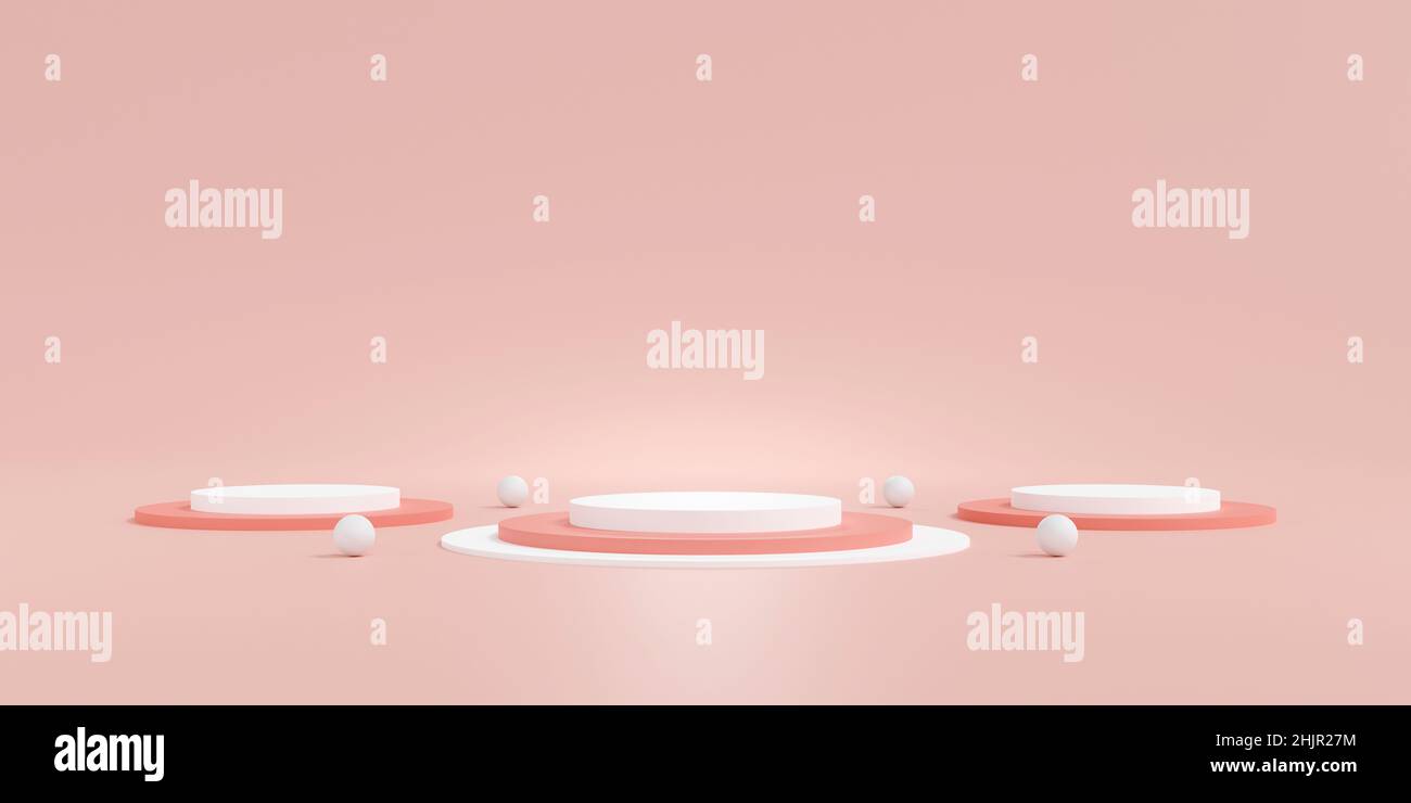 sfondo rosa stile minimale per la presentazione del prodotto di branding il giorno di san valentino. scena mock-up con spazio vuoto. 3d illustrazione Foto Stock