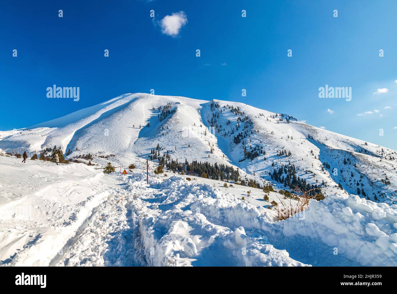 Vista sul monte Kissavos (1978 m.), Larissa, Tessaglia, Grecia. Foto Stock