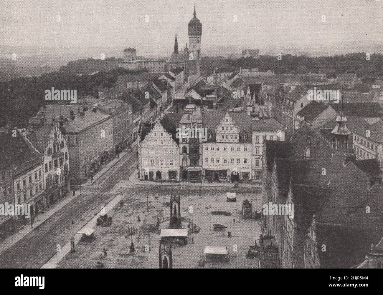 Mercato, Wittenberg, una città industriale di Prussia. Sassonia-Anhalt. Germania (1923) Foto Stock