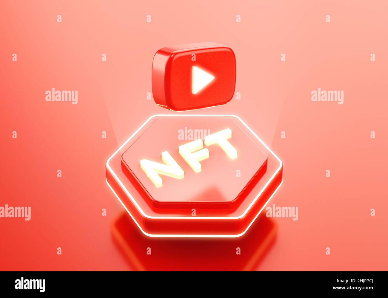 Valencia, Spagna - Gennaio, 2022: YouTube sta cercando di aggiungere l'integrazione NFT e l'adozione di massa della tecnologia blockchain. Giganti dei social media che supportano NFT Foto Stock