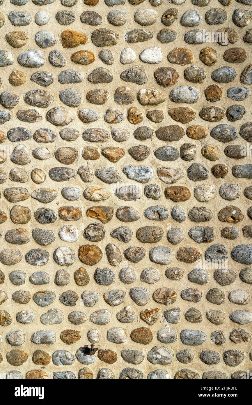 Knapped tradizionale pietra focaia parete in Norfolk, Inghilterra Foto Stock