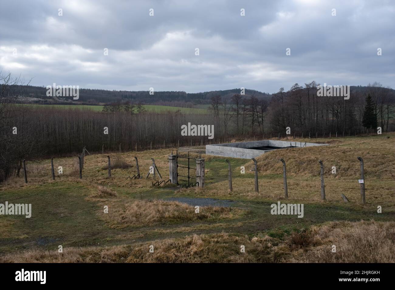 Rogoznica, Polonia - 15 gennaio 2022. Campo di concentramento e di lavoro Gross-Rosen (Rogoznica). La parte di Auschwitz (espansione del campo). Sito commemorativo. Selezionare Foto Stock