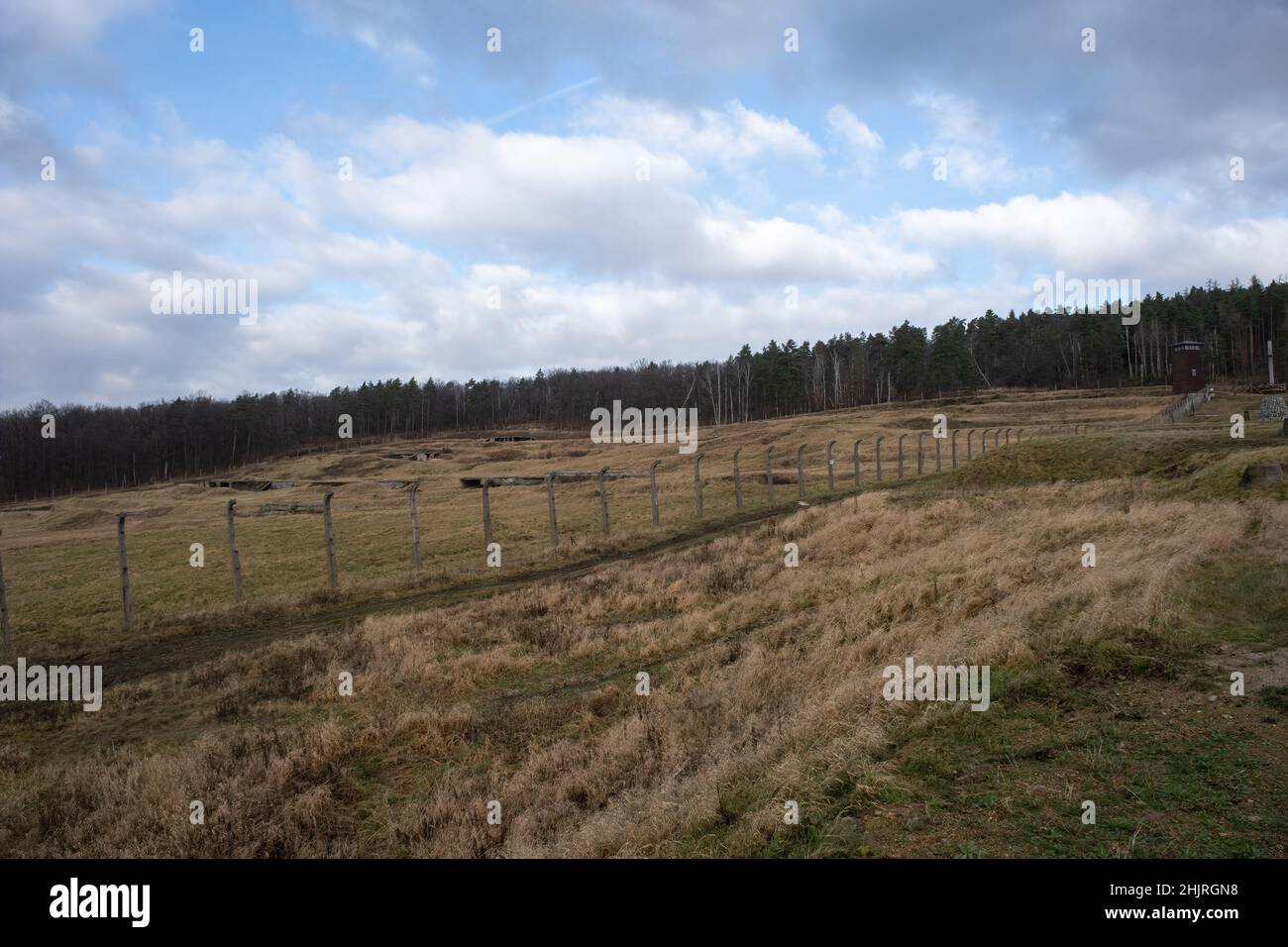 Rogoznica, Polonia - 15 gennaio 2022. Campo di concentramento e di lavoro Gross-Rosen (Rogoznica). La parte di Auschwitz (espansione del campo). Sito commemorativo. Selezionare Foto Stock
