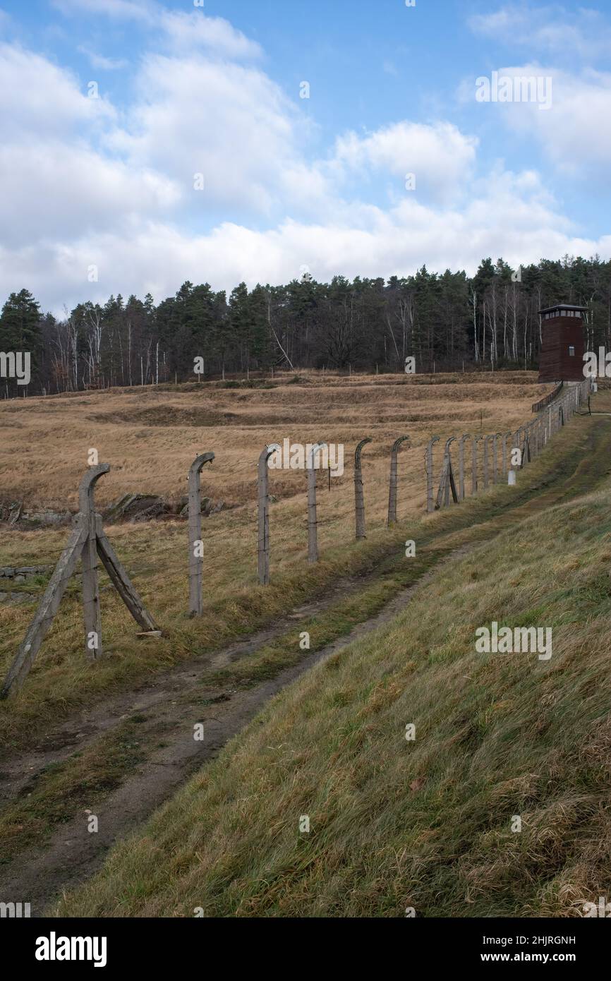 Rogoznica, Polonia - 15 gennaio 2022. Campo di concentramento e di lavoro Gross-Rosen (Rogoznica). La parte di Auschwitz (espansione del campo). Sito commemorativo. Selezionare Foto Stock