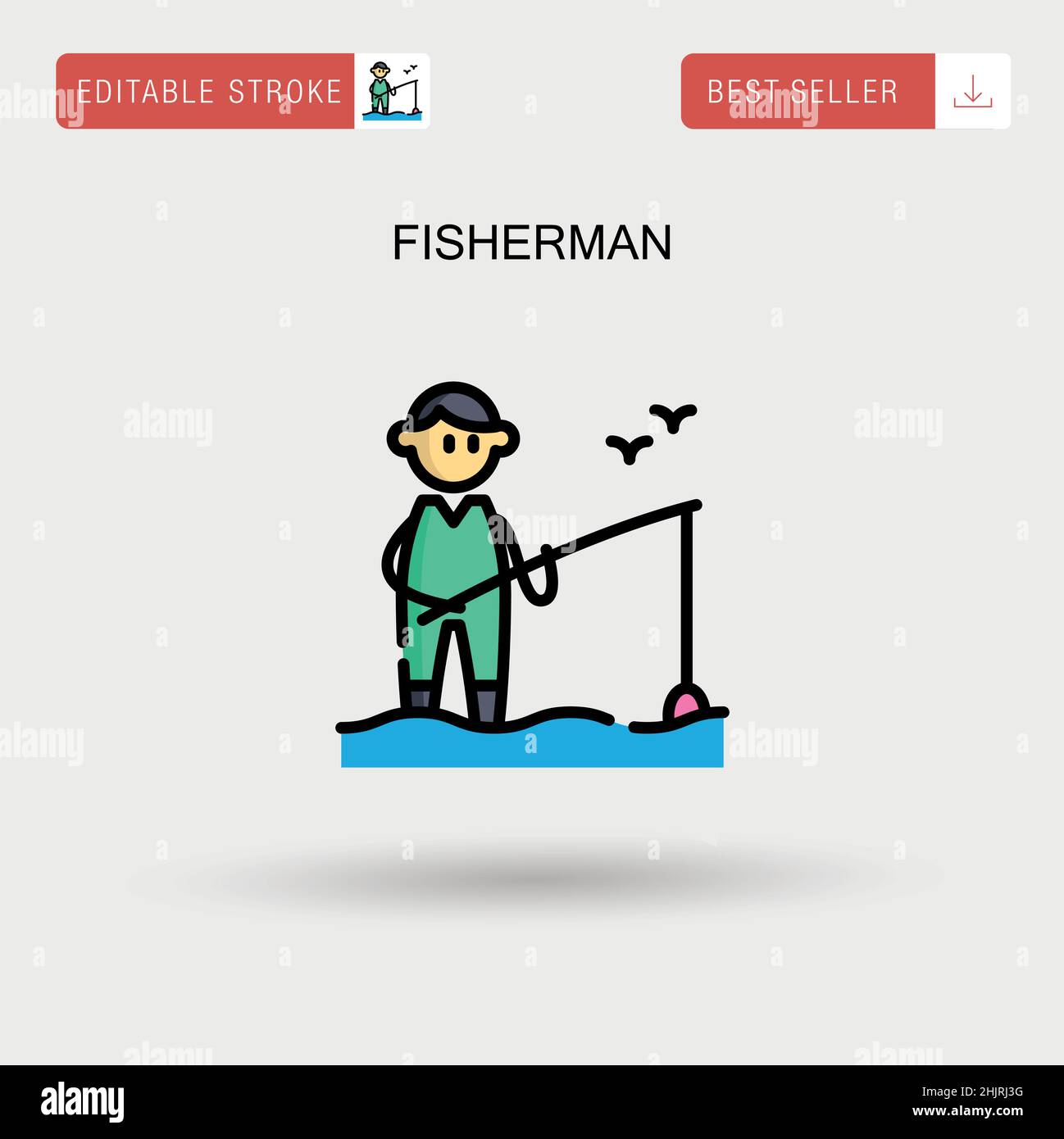 Icona vettore semplice Fisherman. Illustrazione Vettoriale