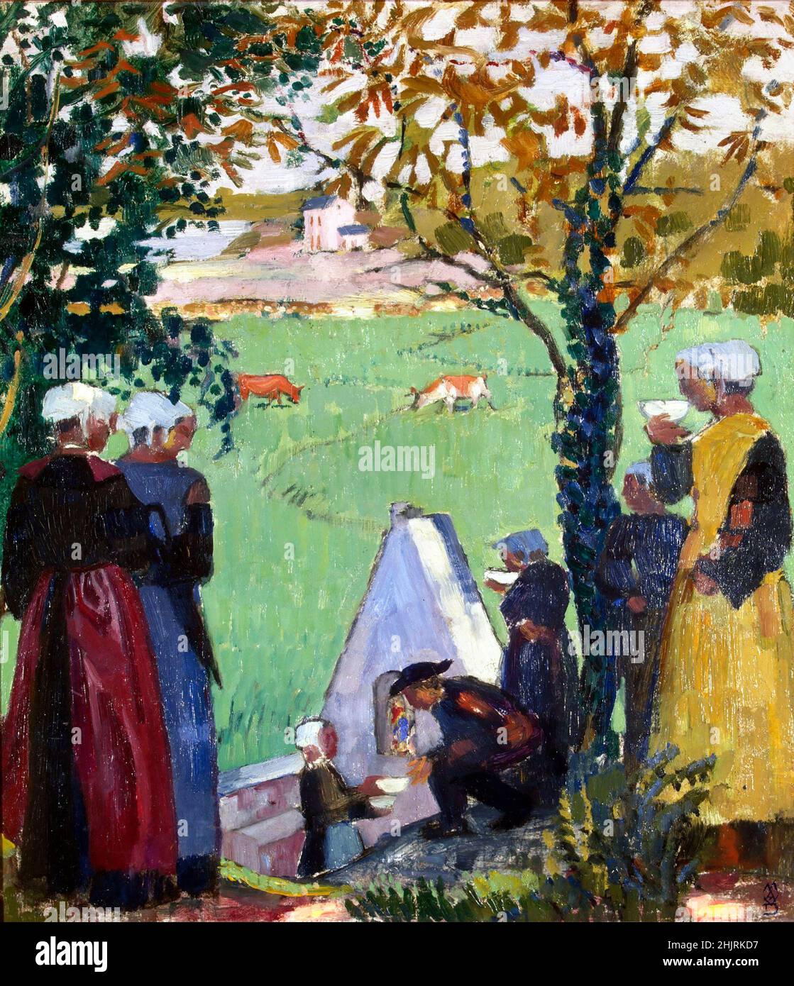 Primavera sacra a Guidel dell'artista francese Maurice Denis (1870-1943), olio su tela, c.. 1905 Foto Stock