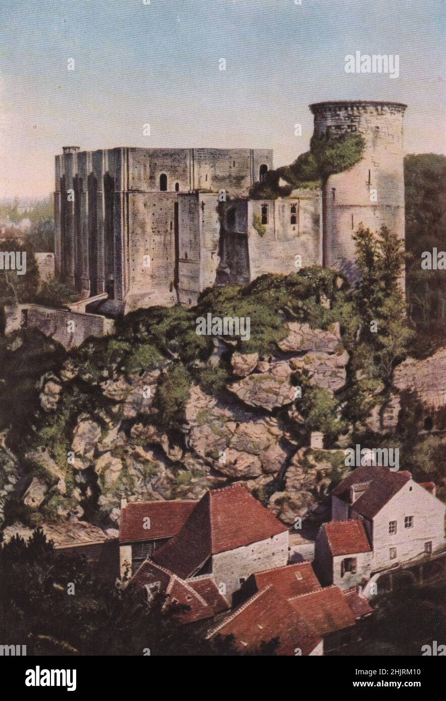 Dal castello di Falaise Robert il Diavolo spiò Arletta, la figlia del conciatore, da cui ottenne Guglielmo il Conquistatore. Calvados. Normandia (1923) Foto Stock