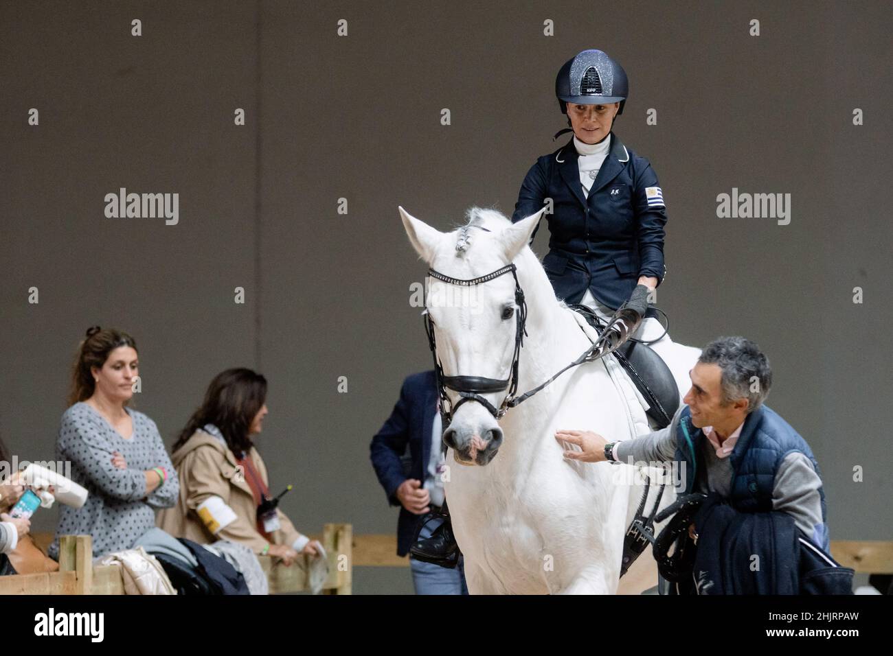 Alfonsina Maldonado (ARG) con Giordania (PRE) durante la Coppa del mondo di Longines FEI 2019 il 30 2019 novembre a Madrid Horse Week, Spagna Foto Stock