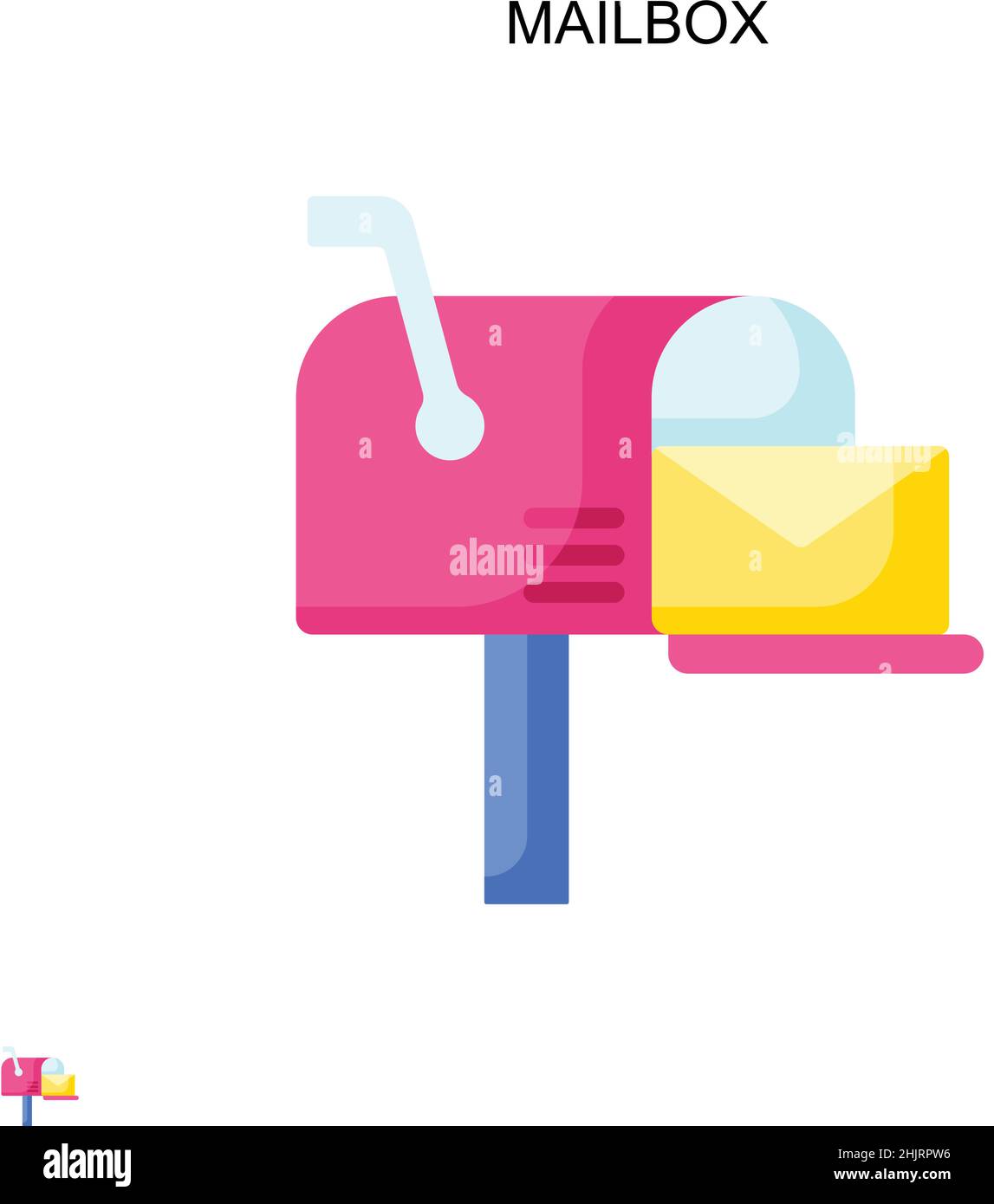 Icona vettore semplice casella postale. Modello di disegno del simbolo di illustrazione per l'elemento dell'interfaccia utente mobile Web. Illustrazione Vettoriale