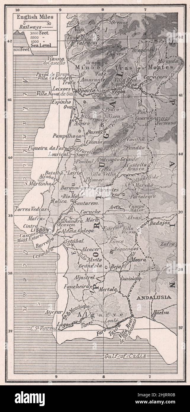 Quota portoghese dell'Altopiano iberico (mappa 1923) Foto Stock