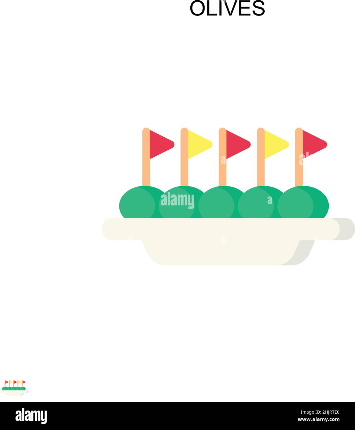 Olive semplice icona vettoriale. Modello di disegno del simbolo di illustrazione per l'elemento dell'interfaccia utente mobile Web. Illustrazione Vettoriale