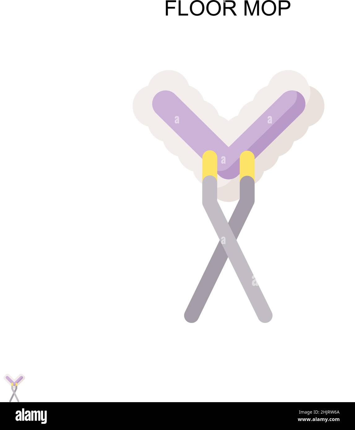 Icona vettoriale semplice per il mop da pavimento. Modello di disegno del simbolo di illustrazione per l'elemento dell'interfaccia utente mobile Web. Illustrazione Vettoriale